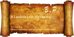 Blaskovics Primusz névjegykártya